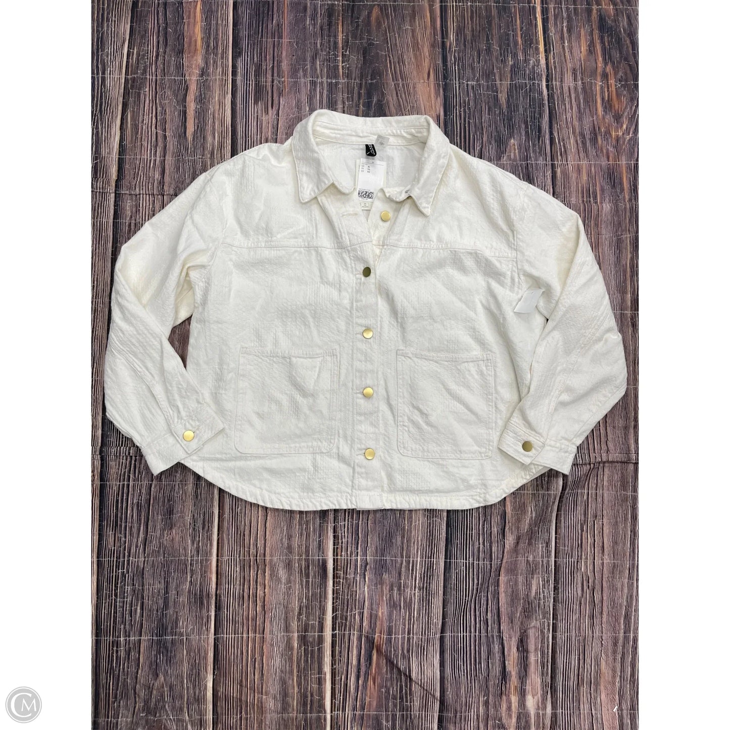 Jacket Denim By Divided In White, Size: Xl