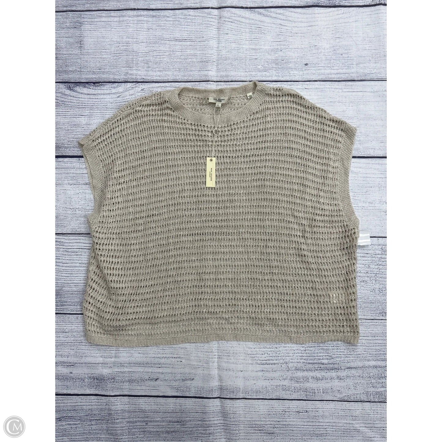 Top Short Sleeve By Max Studio In Tan, Size: L