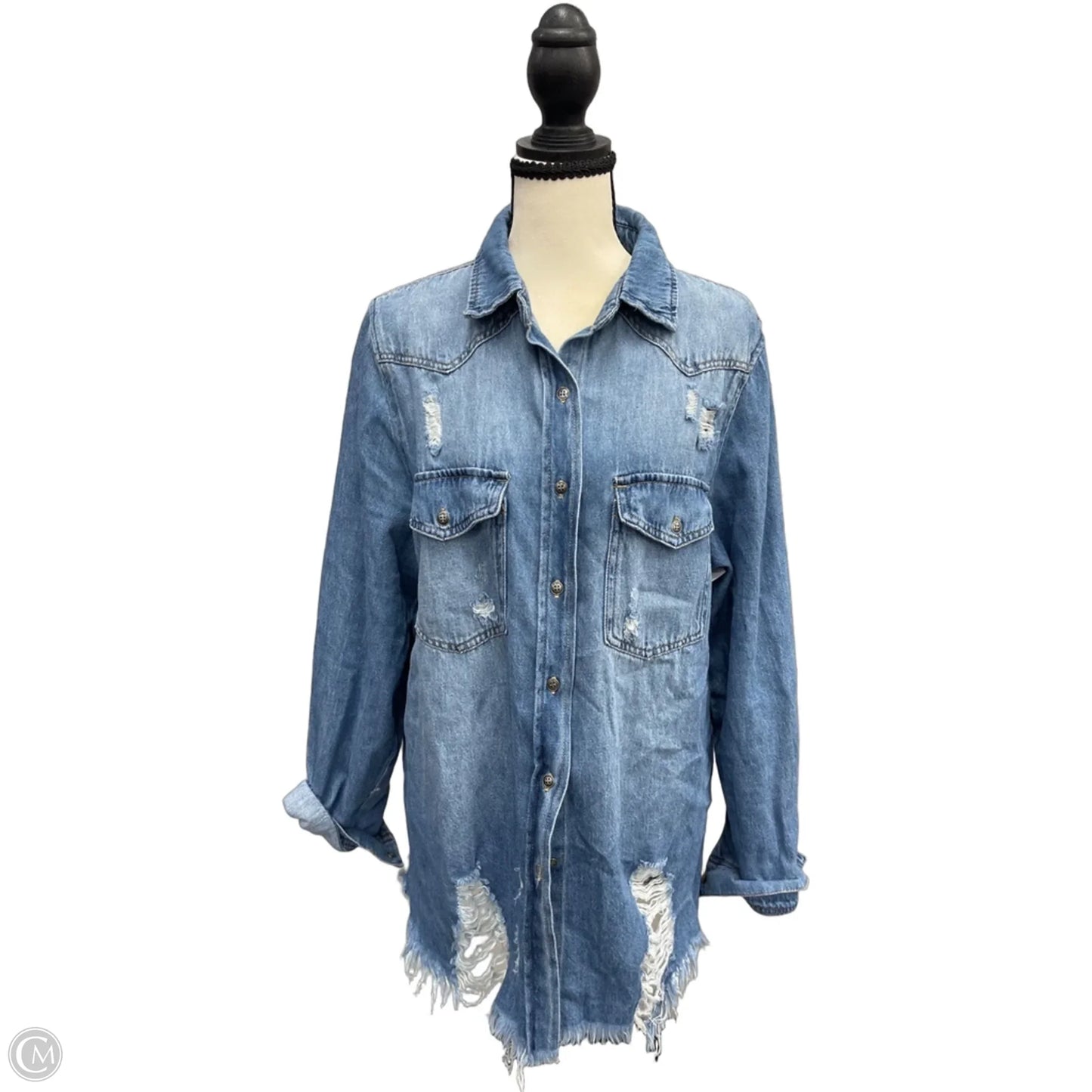 Jacket Denim By Risen In Blue Denim, Size: L