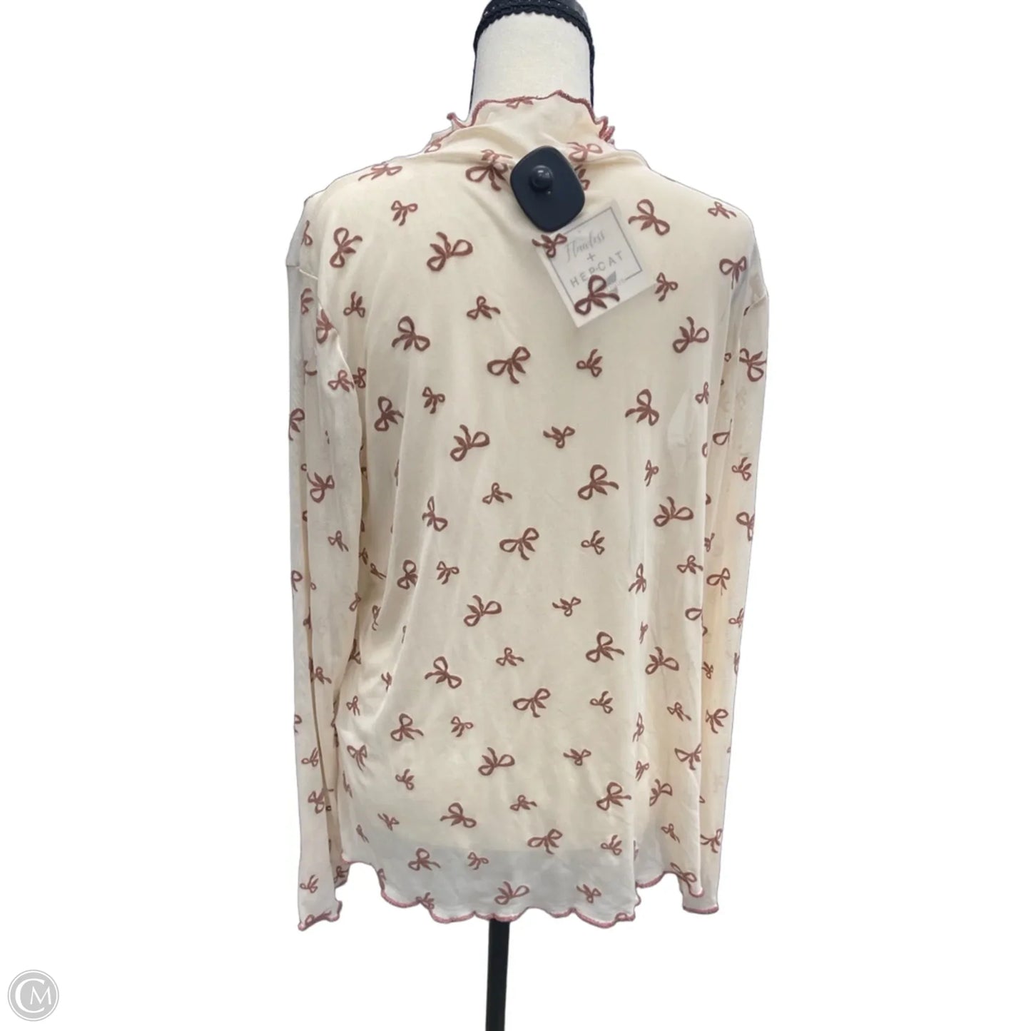 Top Long Sleeve By Jade By Jane In Brown & Cream, Size: 1x