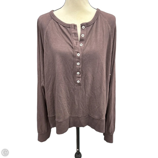 Top Long Sleeve By Aerie In Brown, Size: 1x