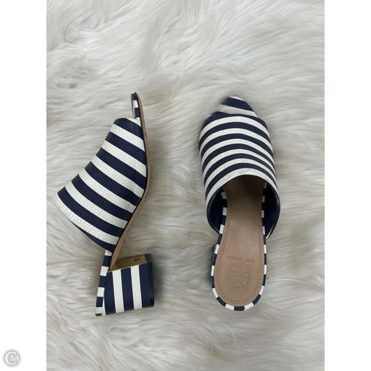 Sandals Designer By Tory Burch In Blue & White, Size: 7