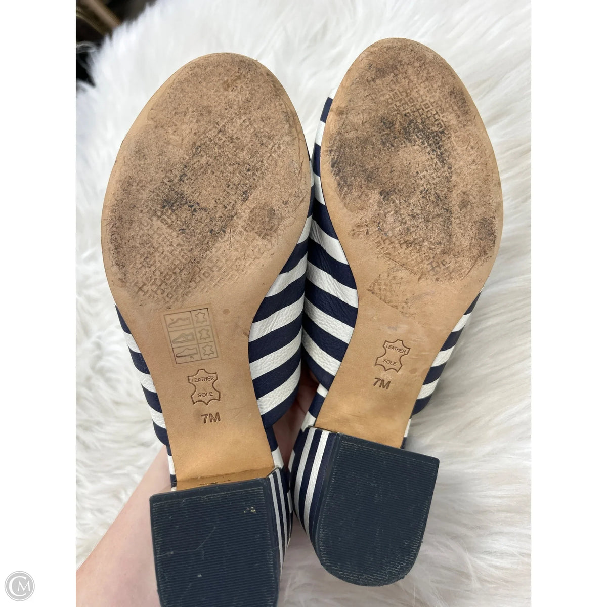 Sandals Designer By Tory Burch In Blue & White, Size: 7