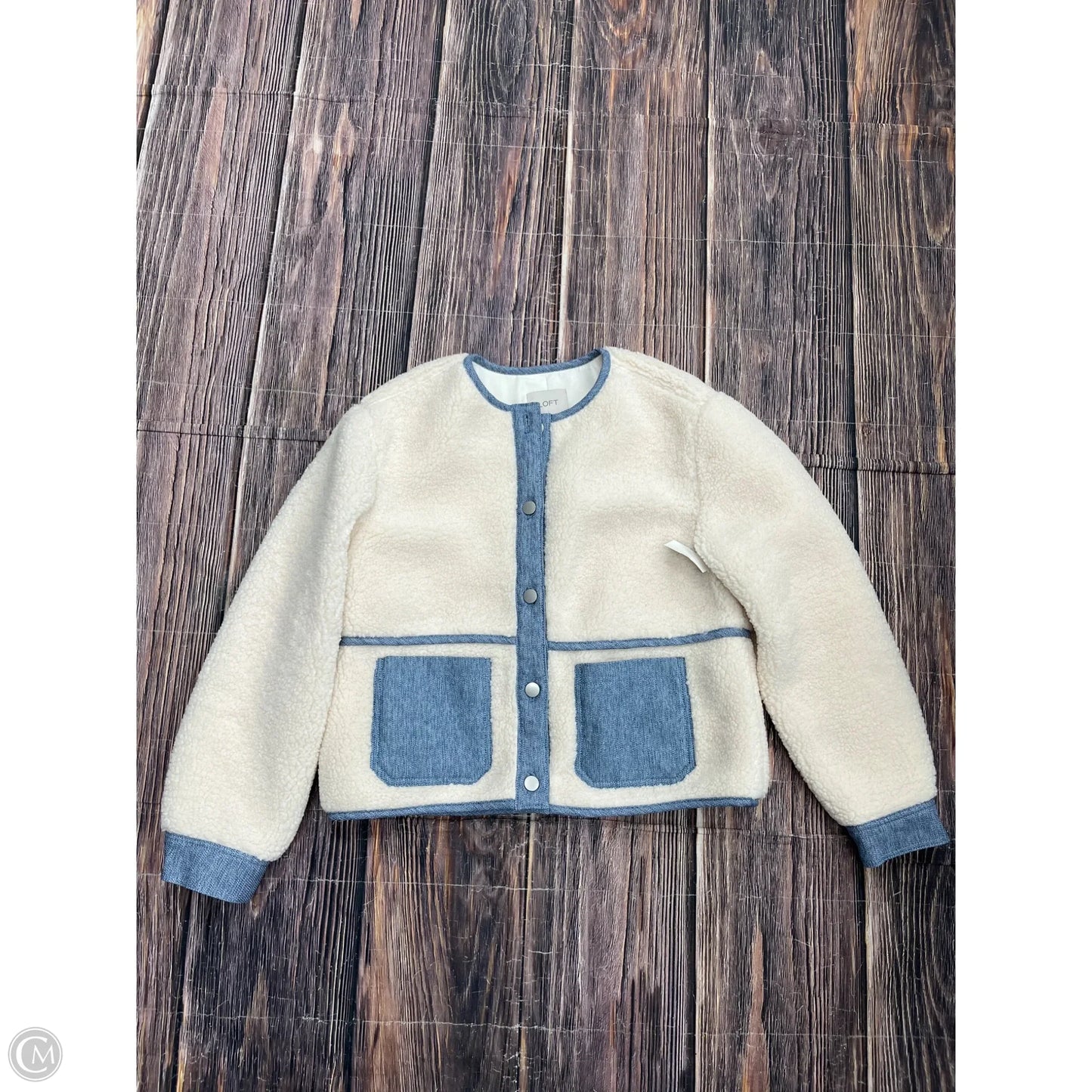 Jacket Faux Fur & Sherpa By Loft In White, Size: M