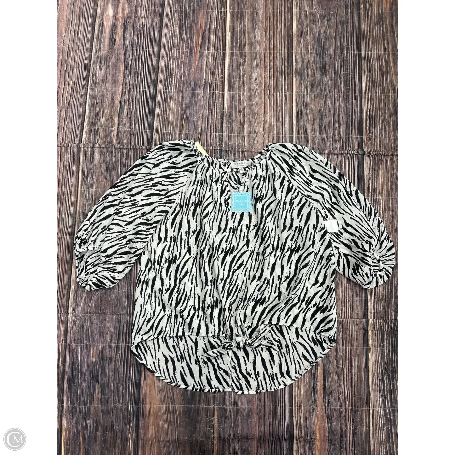 Top 3/4 Sleeve By Hayden Harnett In Black & White, Size: S