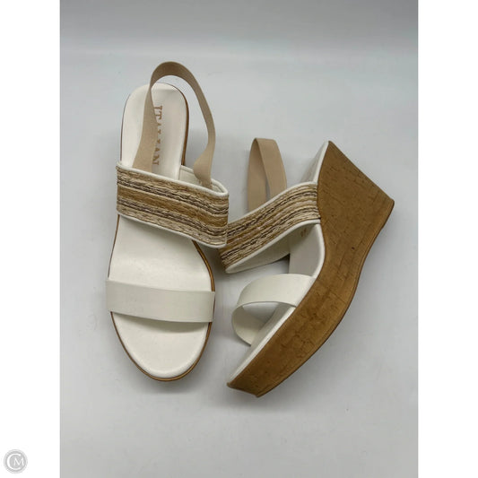 Sandals Heels Wedge By Italian Shoemakers In White, Size: 11