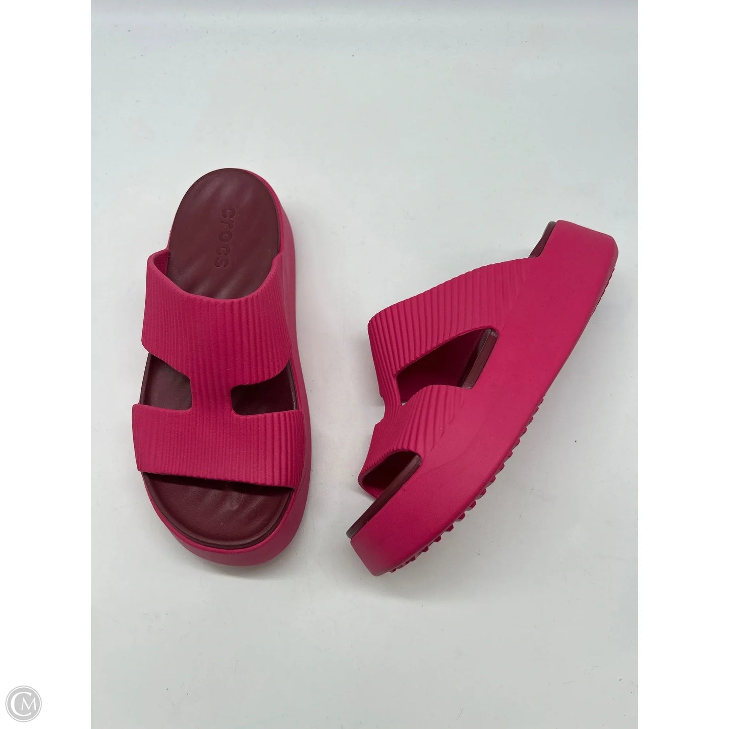 Sandals Heels Platform By Crocs In Pink, Size: 7