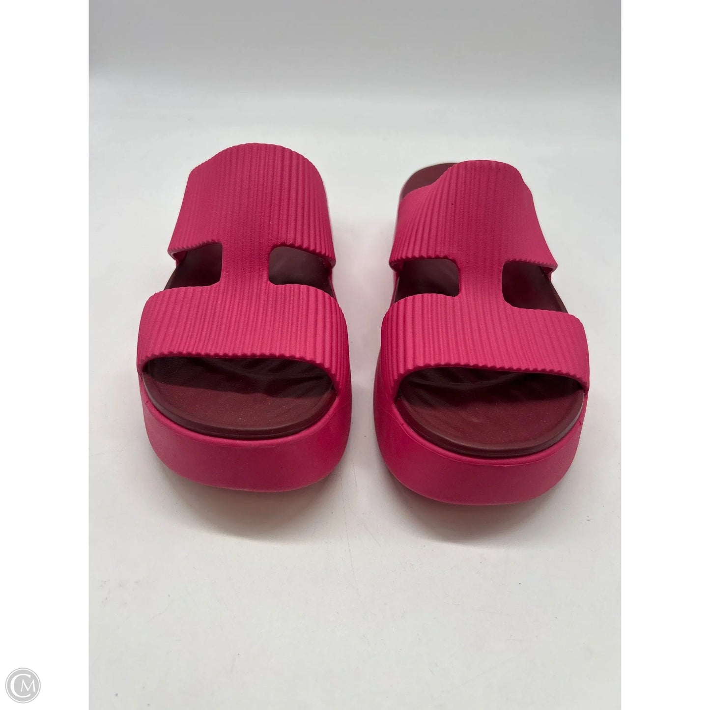 Sandals Heels Platform By Crocs In Pink, Size: 7