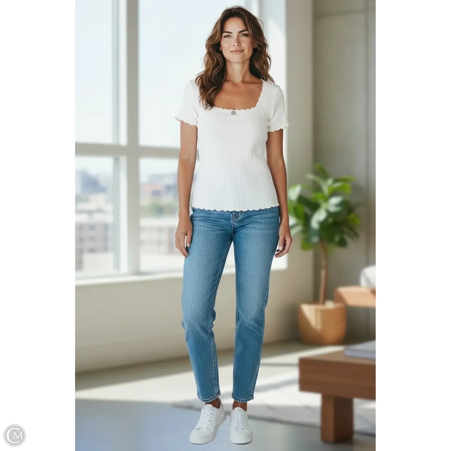 Top Short Sleeve By Free People In White, Size: S