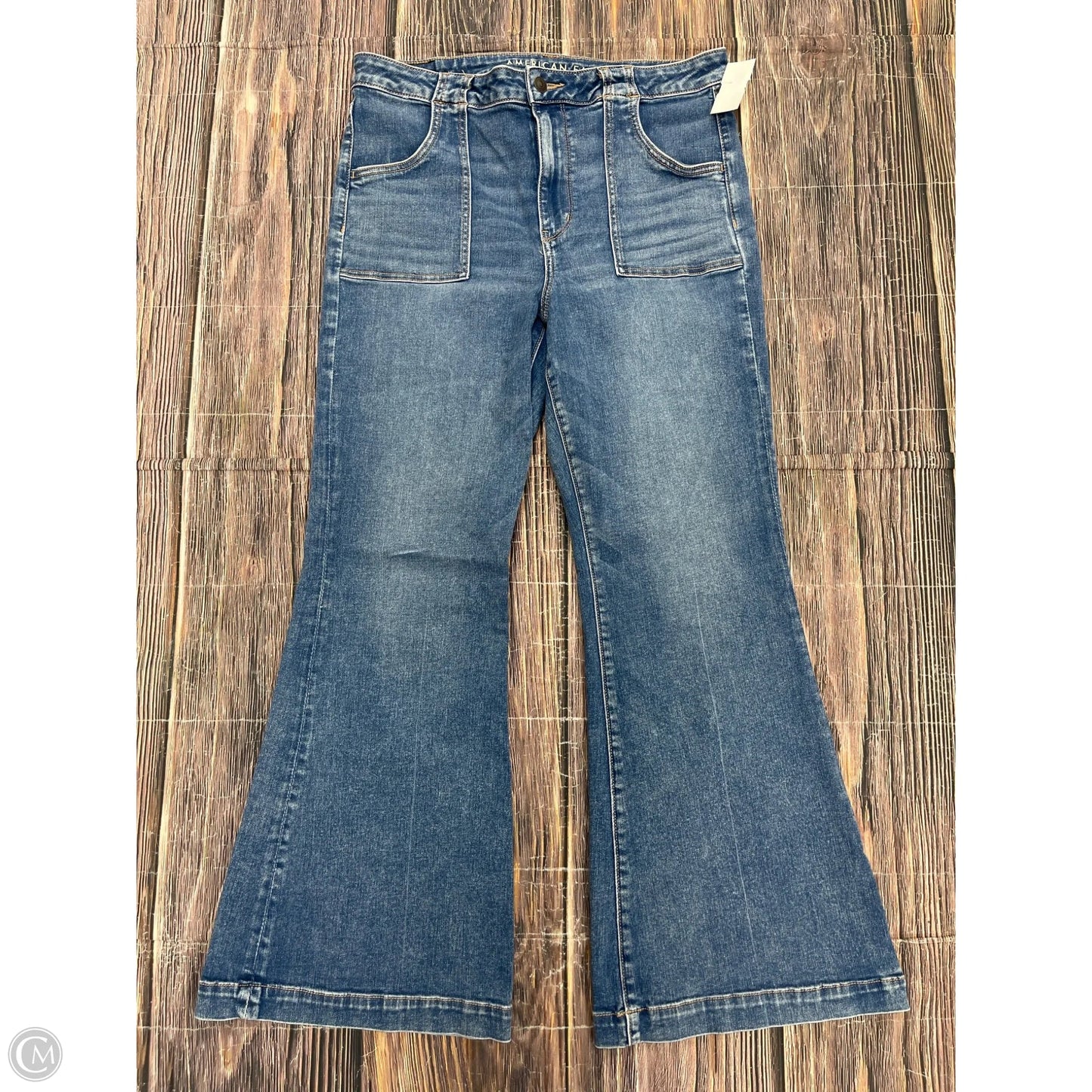 Jeans Flared By American Eagle In Blue Denim, Size: 16 Short
