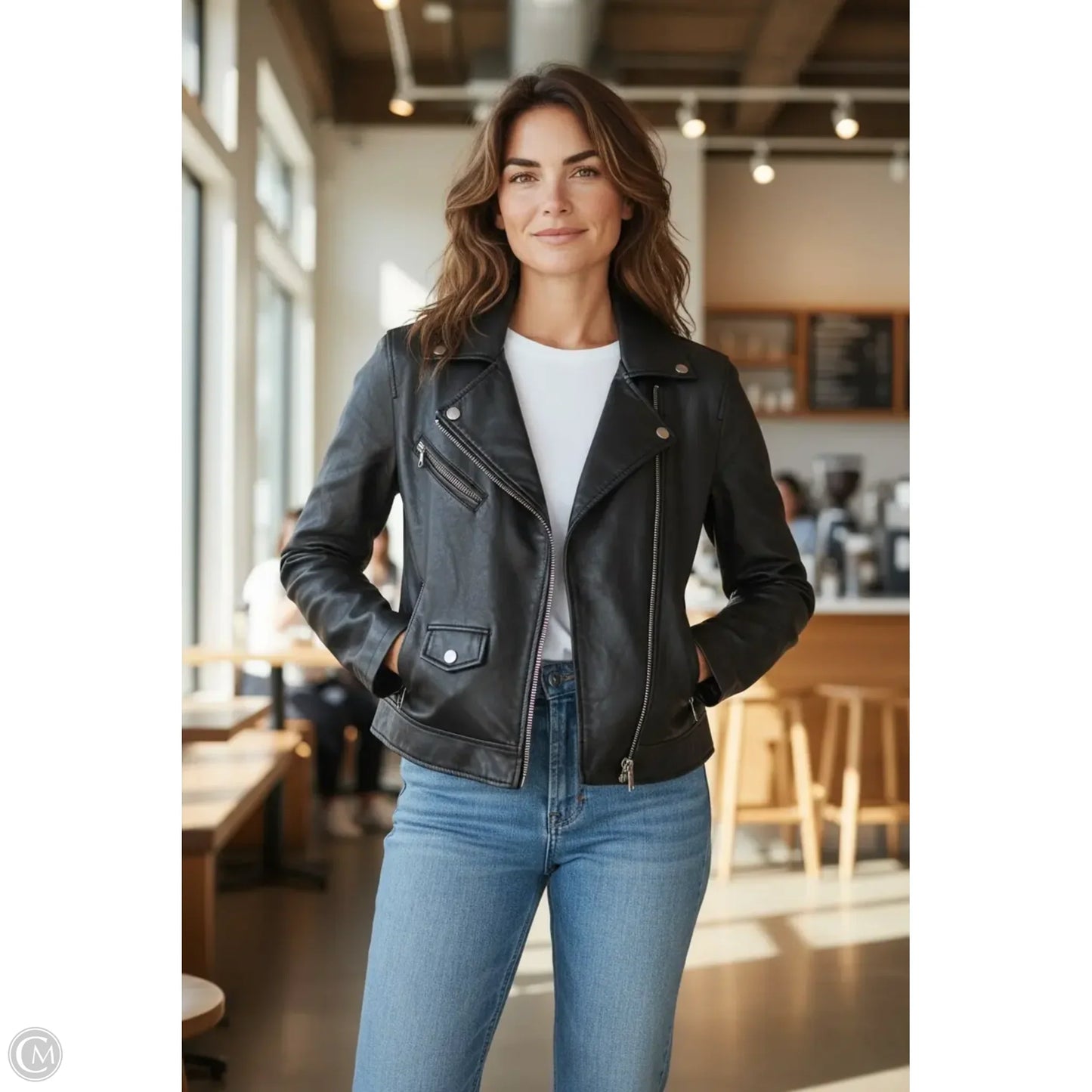 Jacket Moto Leather By Loft In Black, Size: Xs
