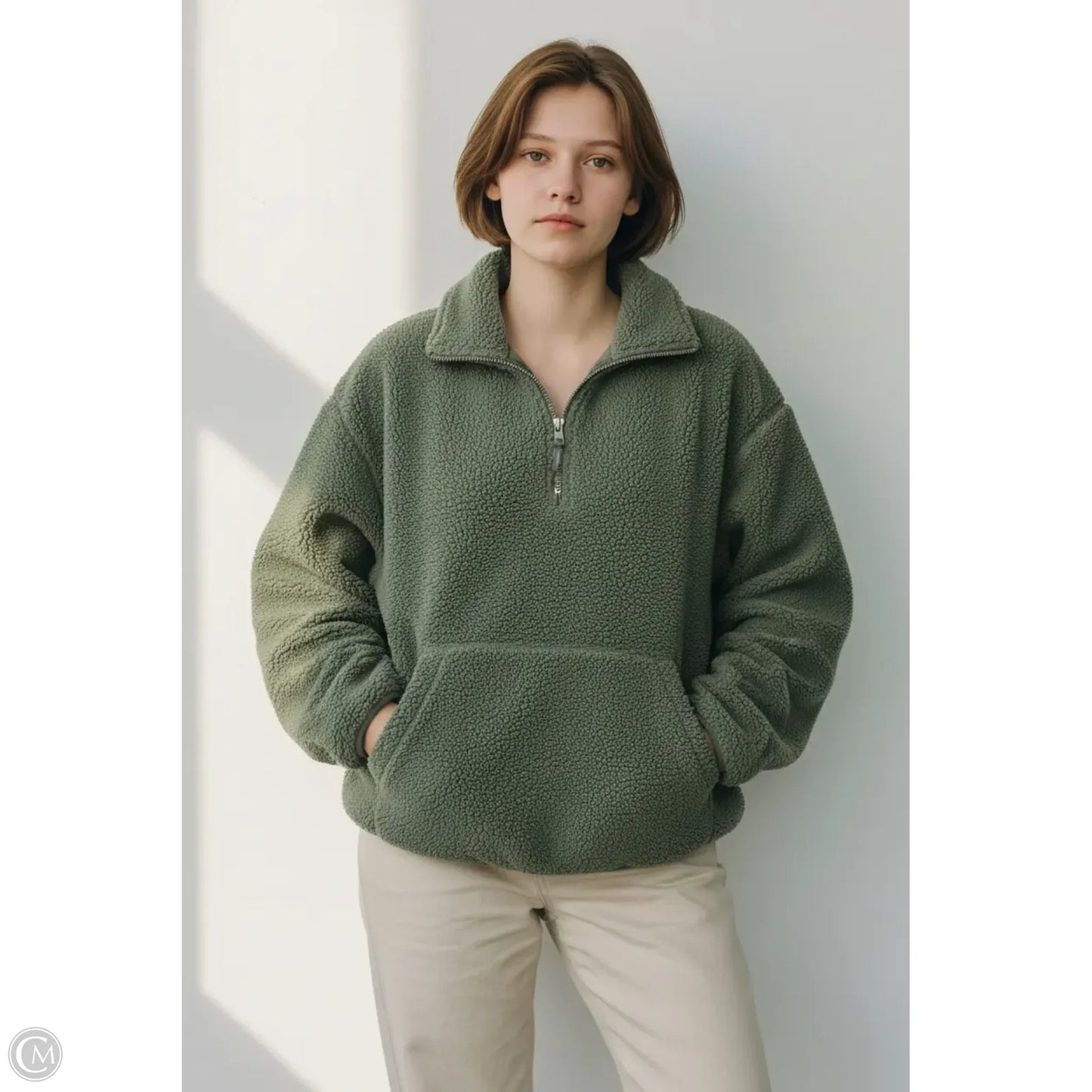 Jacket Fleece By Topshop In Green, Size: M