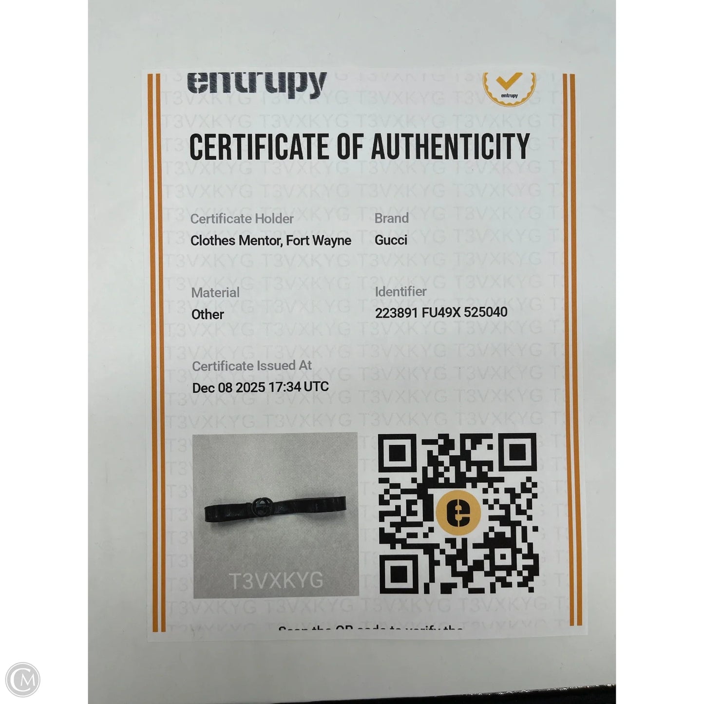 Belt Luxury Designer By Gucci, Size: Medium