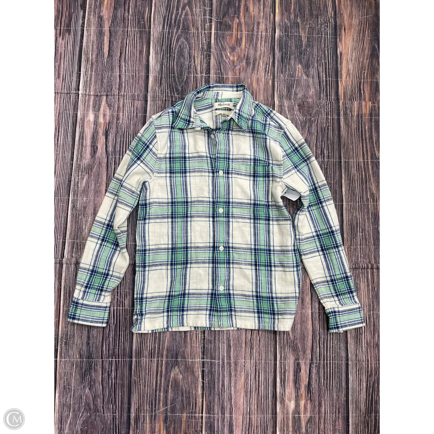 Top Long Sleeve By Madewell In Plaid Pattern, Size: Xs