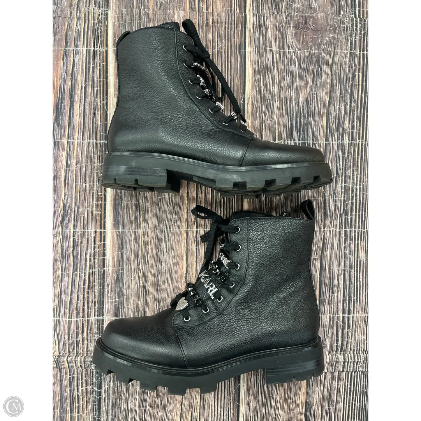 Boots Designer By Karl Lagerfeld In Black, Size: 11