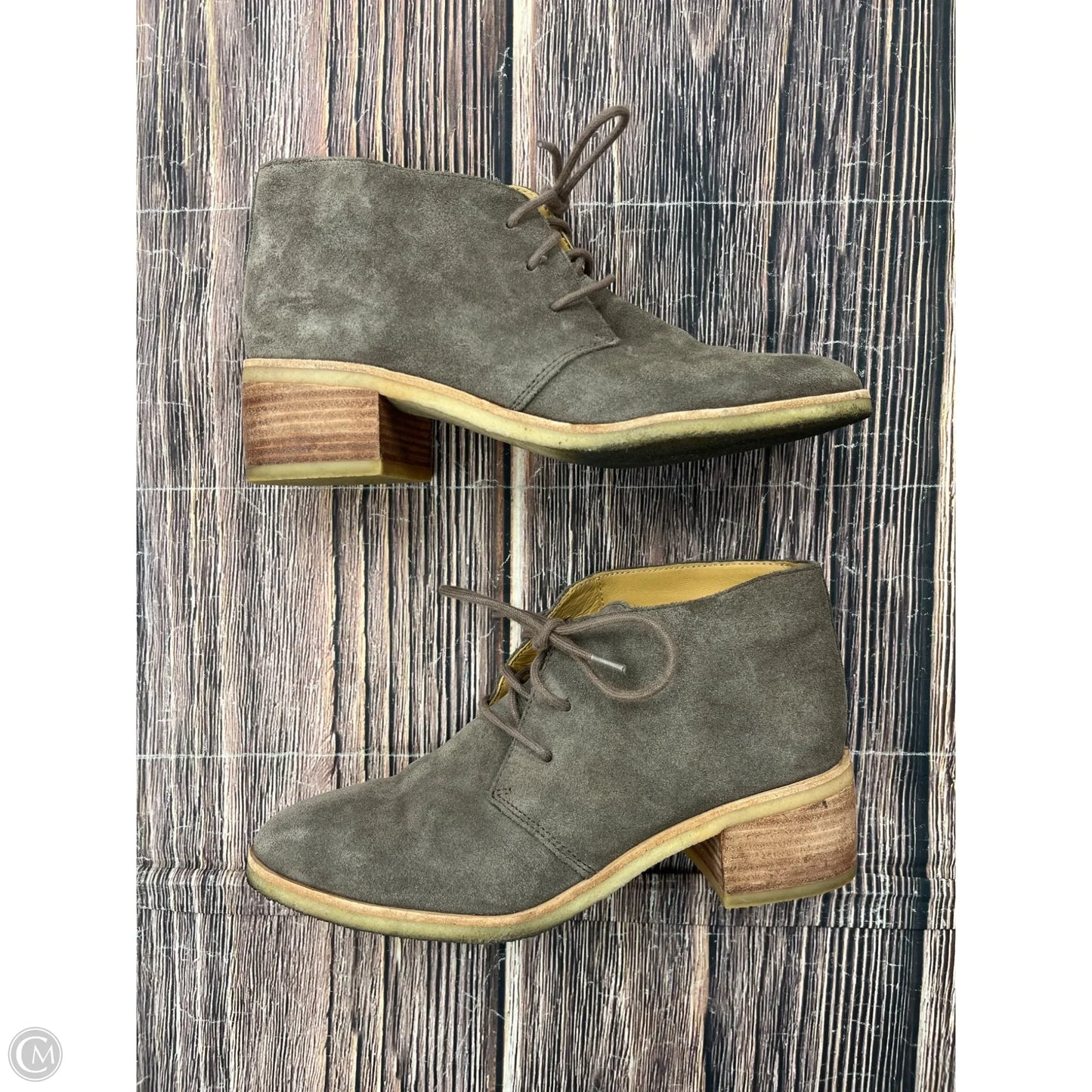 Boots Ankle Heels By Clarks In Brown, Size: 8.5