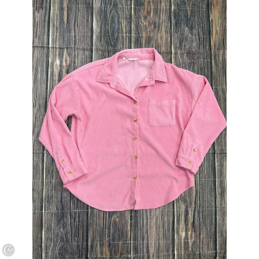 Jacket Shirt By Blu Pepper In Pink, Size: L