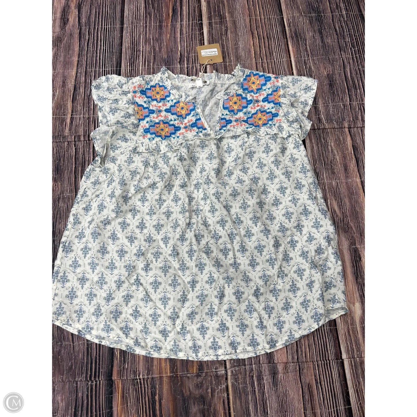 Top Short Sleeve By Blu Pepper In White, Size: S