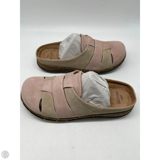 Sandals Flats By Earth Origins In Pink & Tan, Size: 8.5