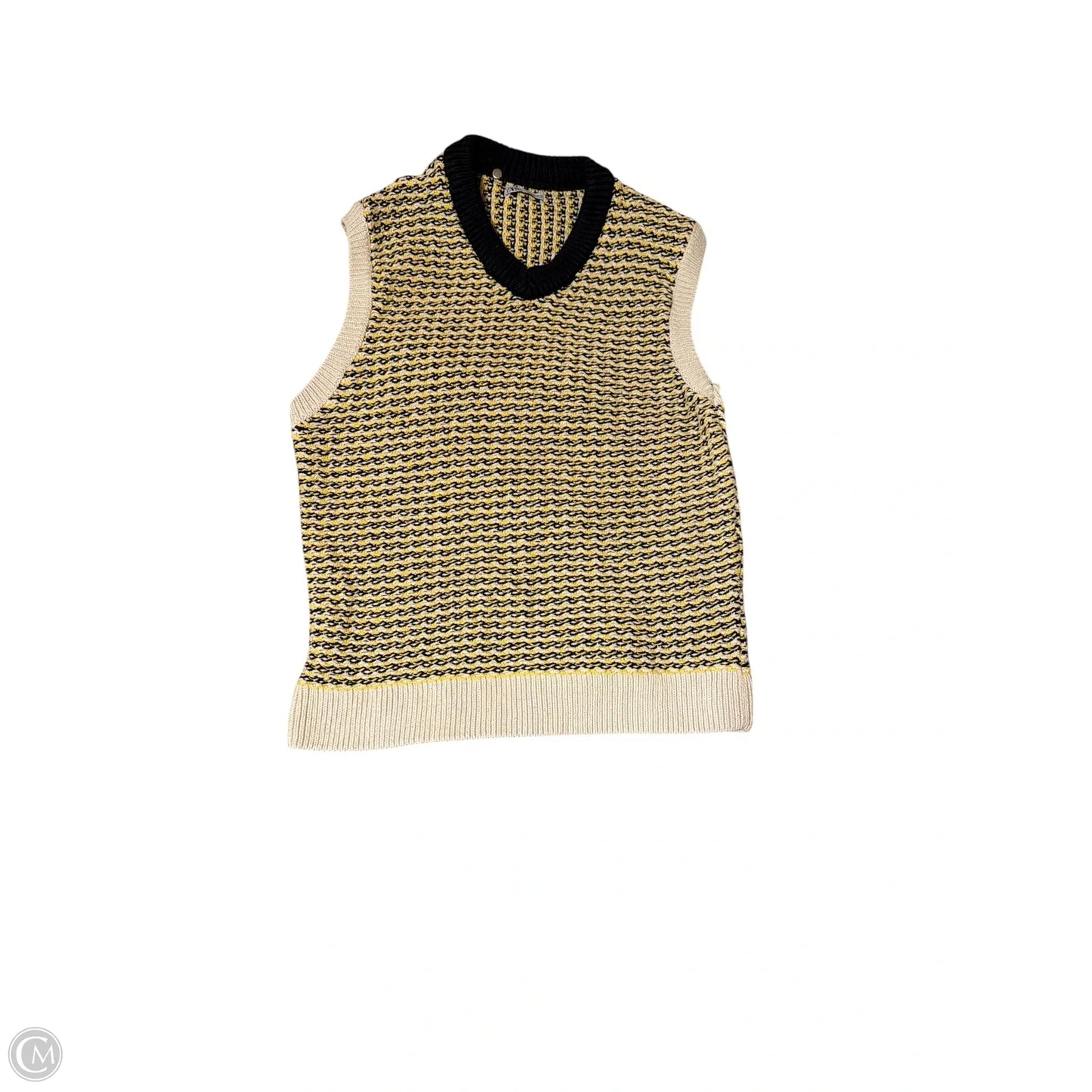 Sweater Short Sleeve By Zara In Black & Yellow, Size: M