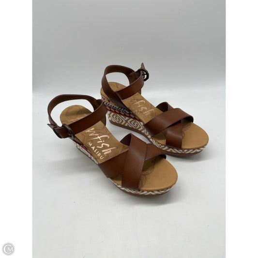 Sandals Heels Platform By Blowfish In Brown, Size: 9