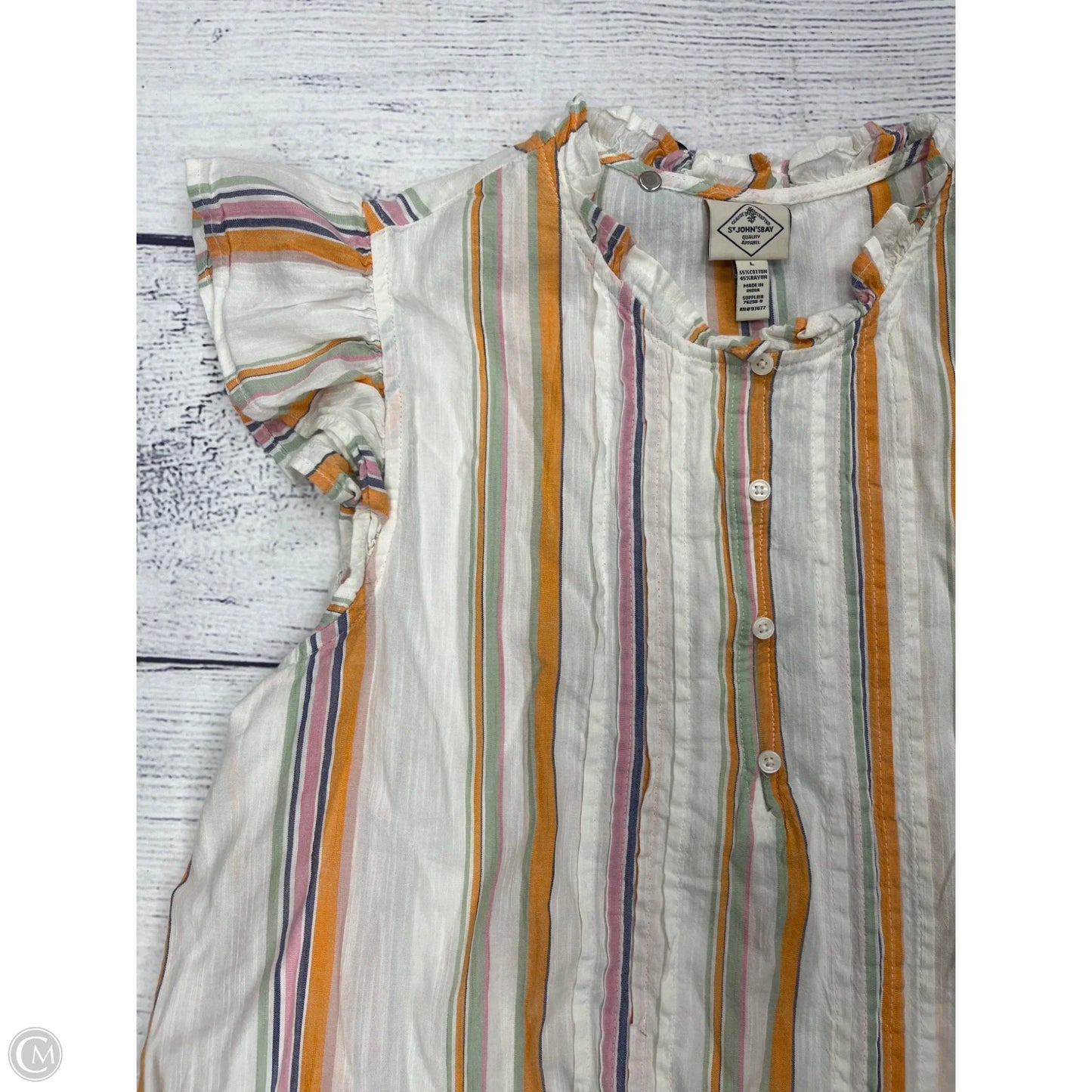 Top Short Sleeve By St Johns Bay In Cream, Size: L