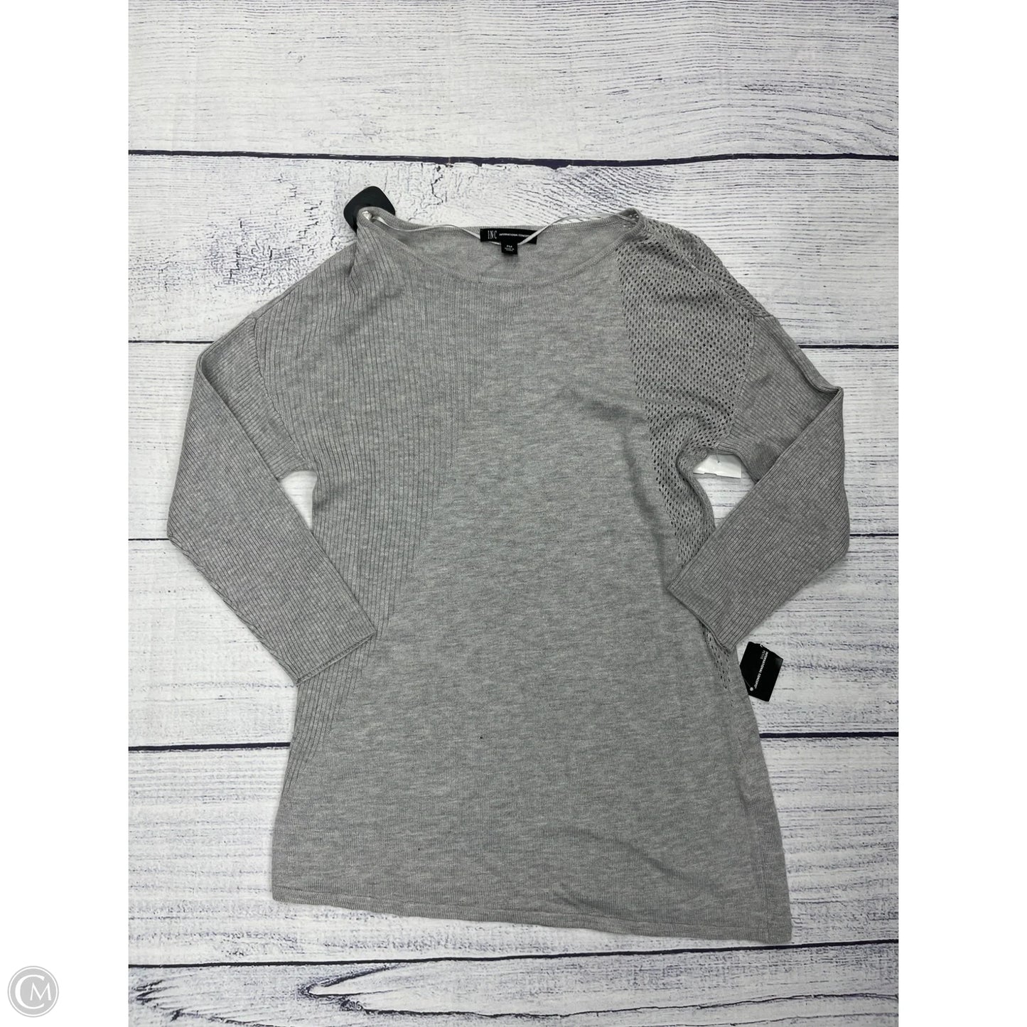 Top 3/4 Sleeve By Inc In Grey, Size: Mp