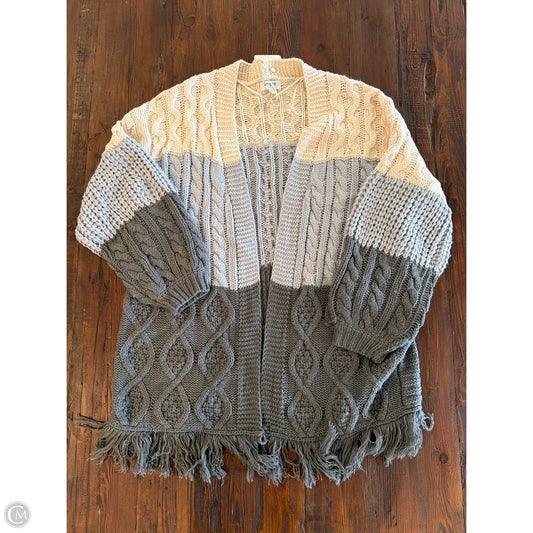 Sweater Cardigan By Umgee In Cream & Grey, Size: S