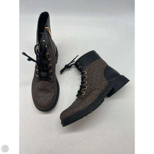 Boots Designer By Michael Kors In Black & Brown, Size: 8