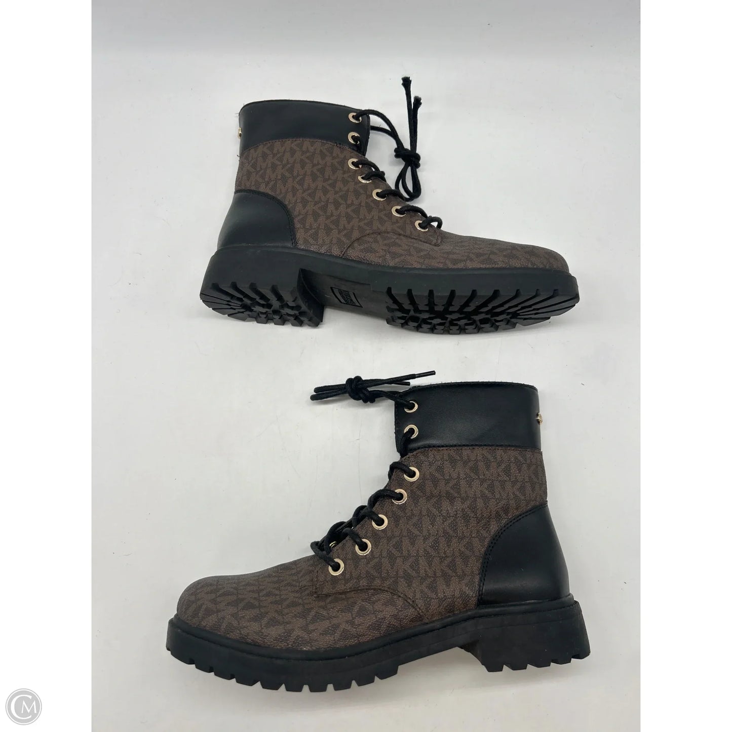 Boots Designer By Michael Kors In Black & Brown, Size: 8