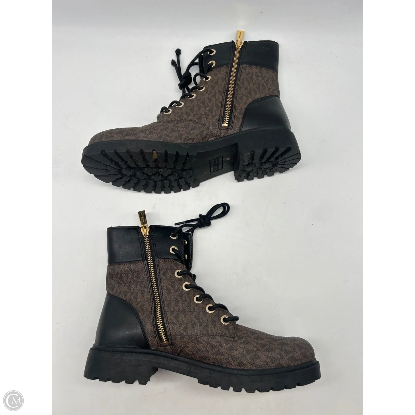 Boots Designer By Michael Kors In Black & Brown, Size: 8