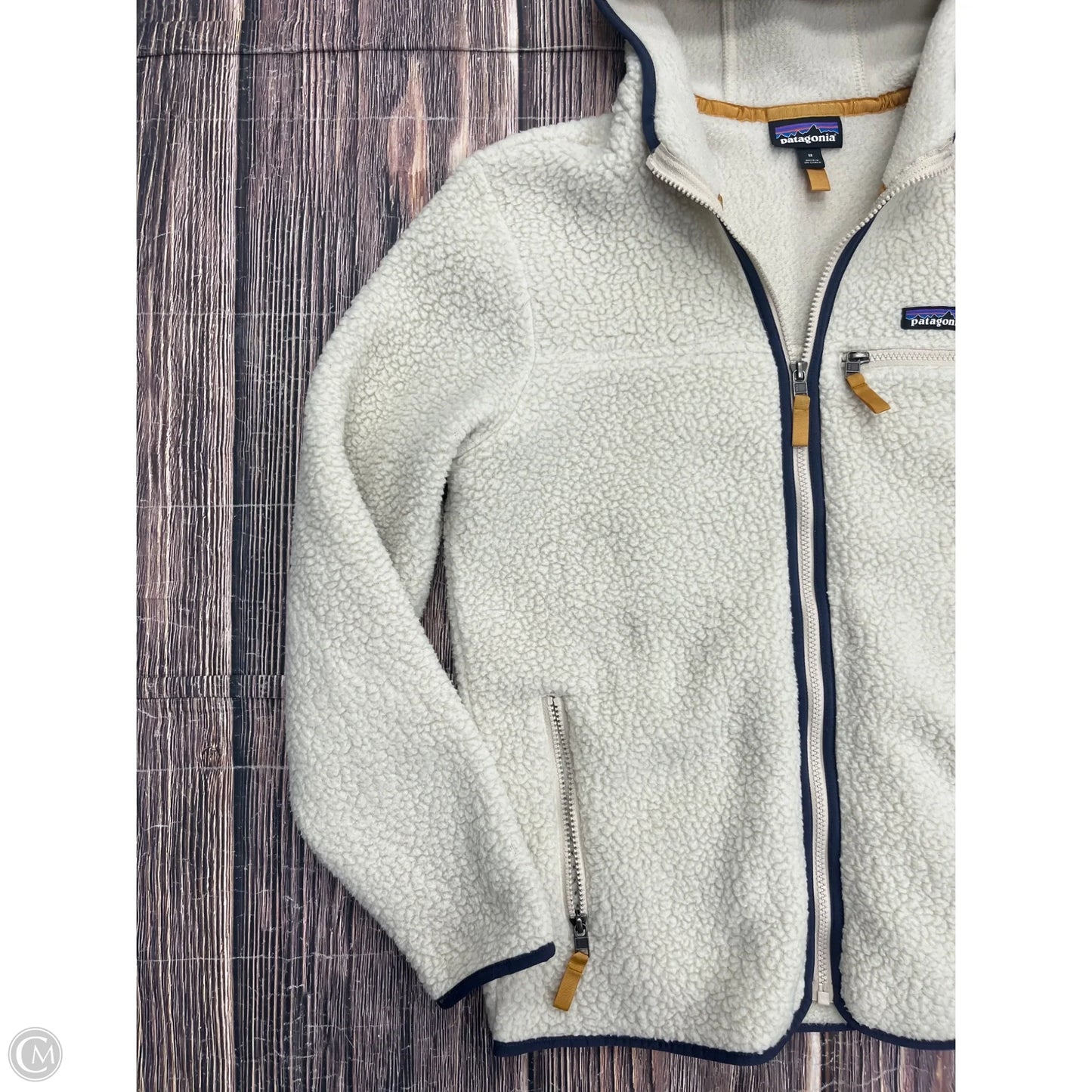 Jacket Fleece By Patagonia In Cream, Size: M