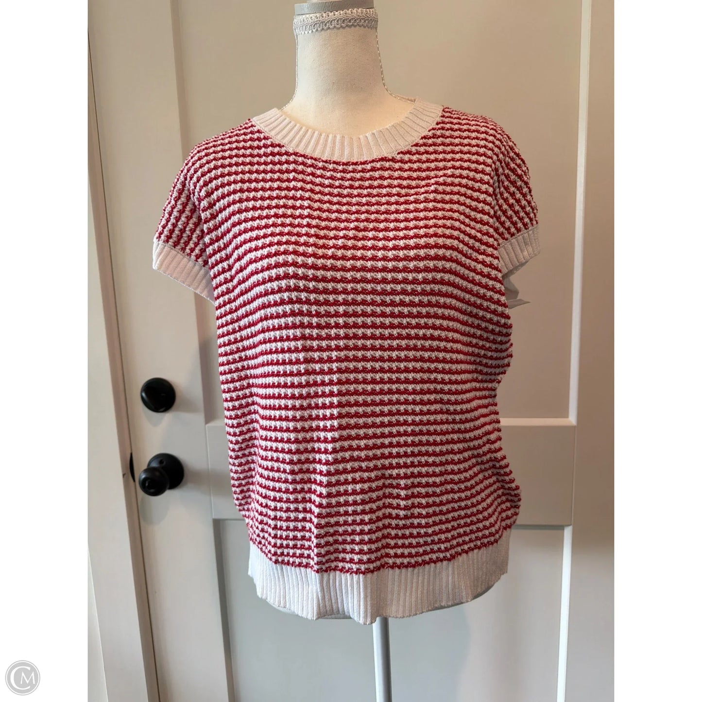 Sweater Short Sleeve By Prettygarden In Red & White, Size: S