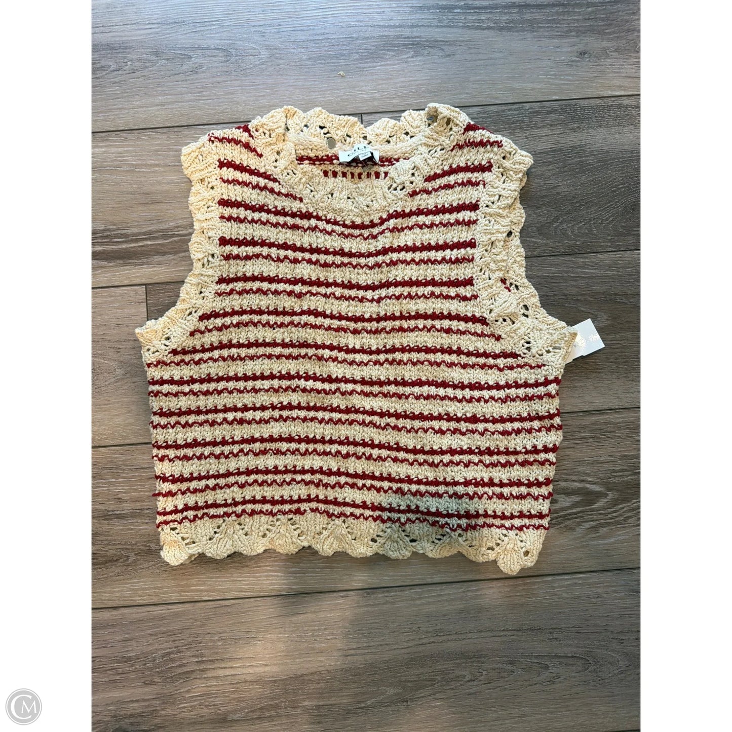 Sweater Short Sleeve By Gilli In Red & Tan, Size: M