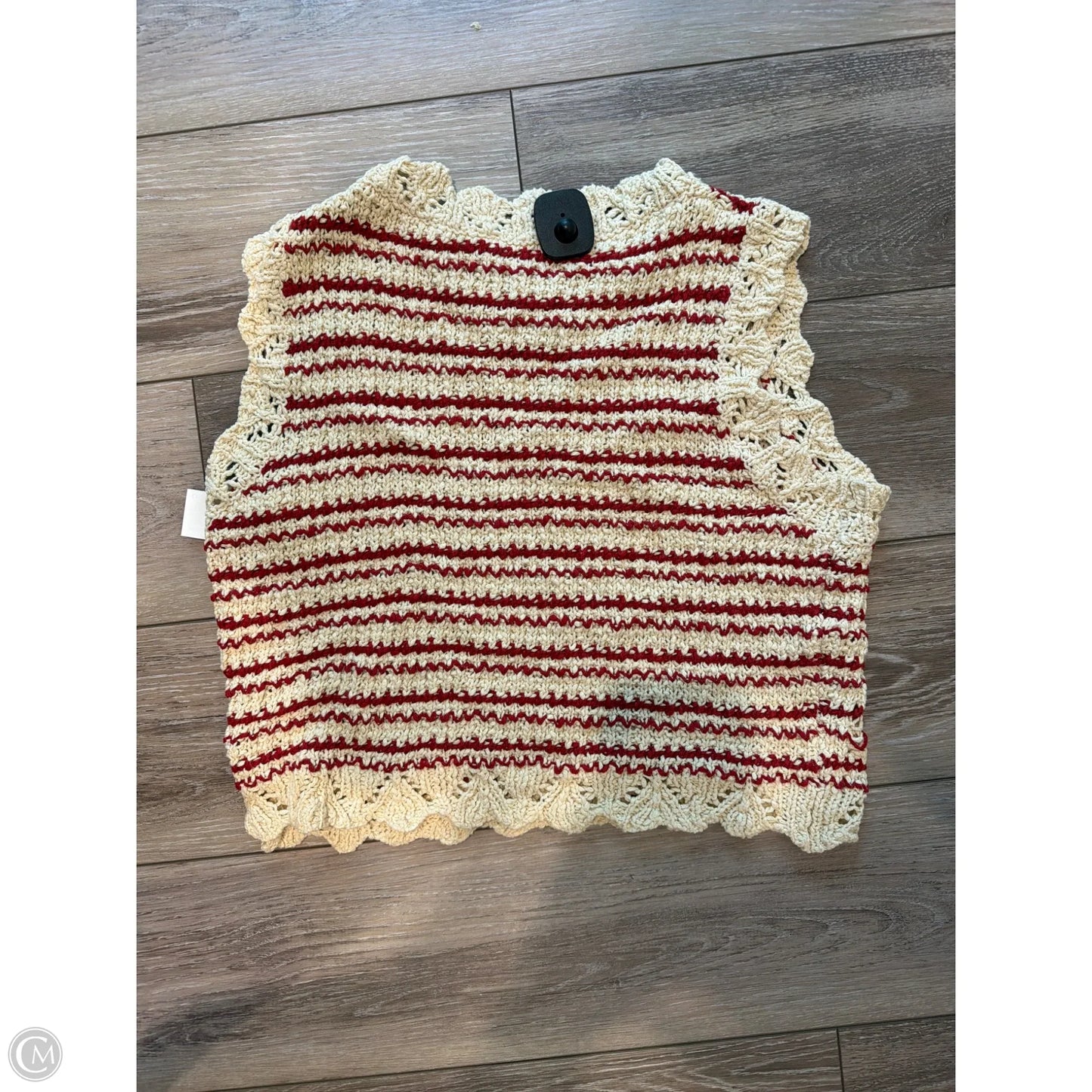 Sweater Short Sleeve By Gilli In Red & Tan, Size: M