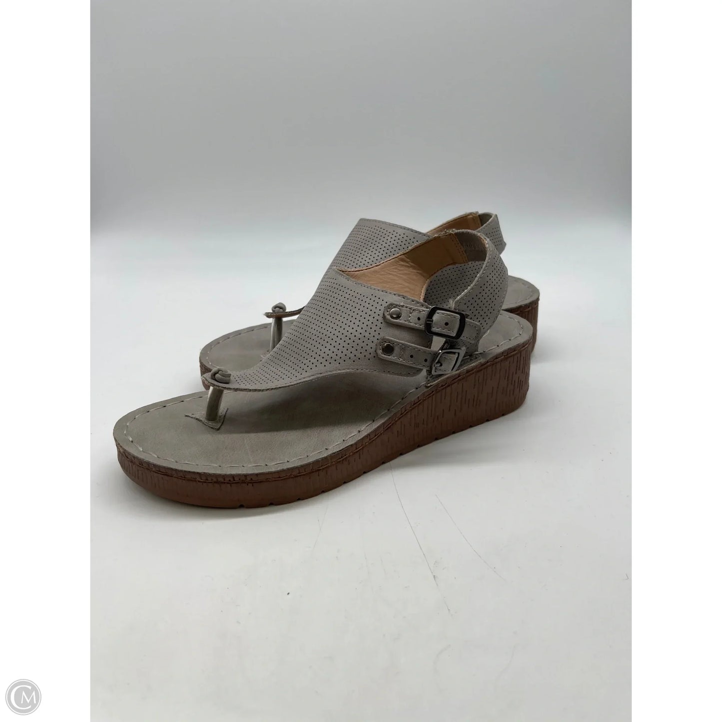 Sandals Heels Platform By Clothes Mentor In Grey, Size: 6