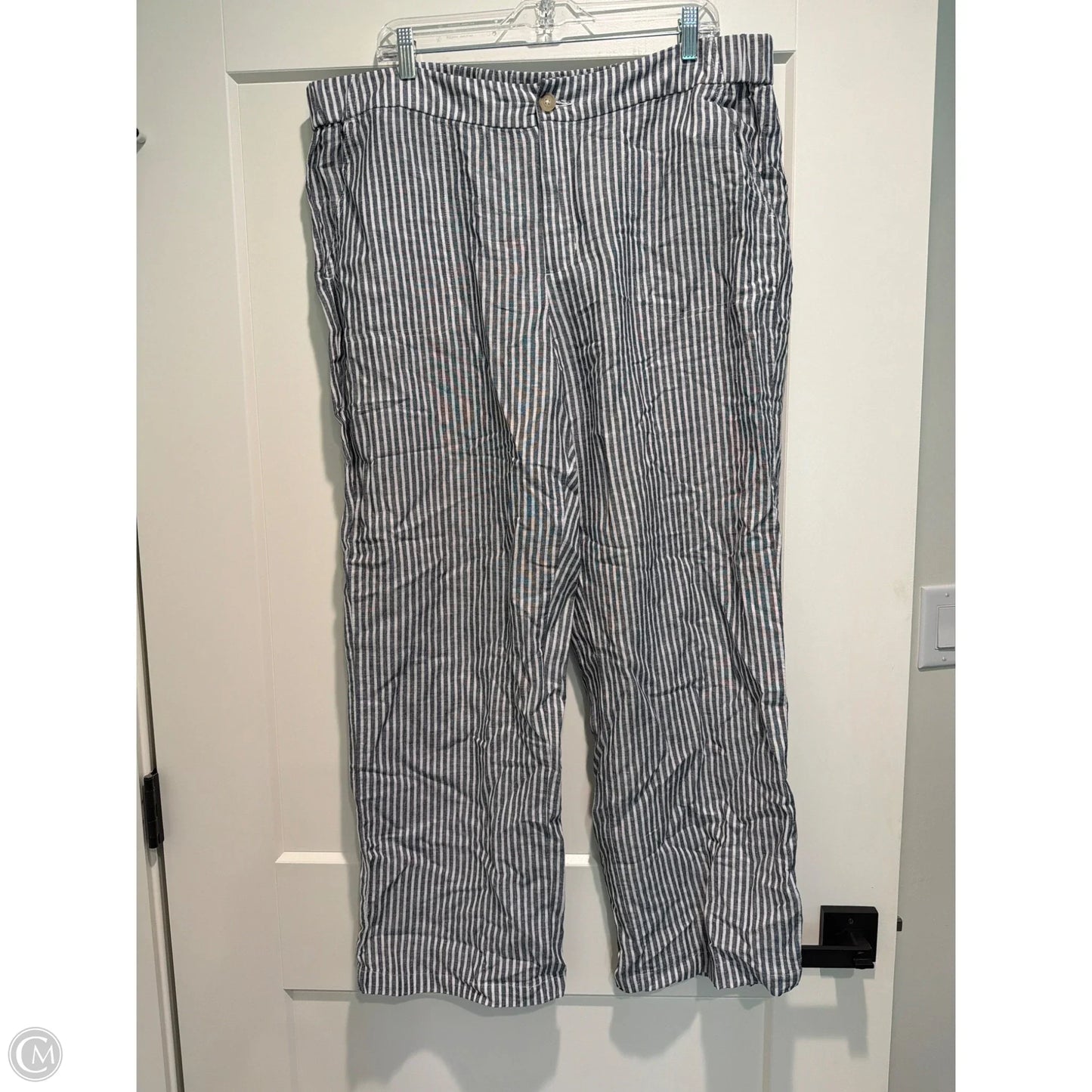 Pants Linen By Liz Claiborne In Grey & White, Size: Xl