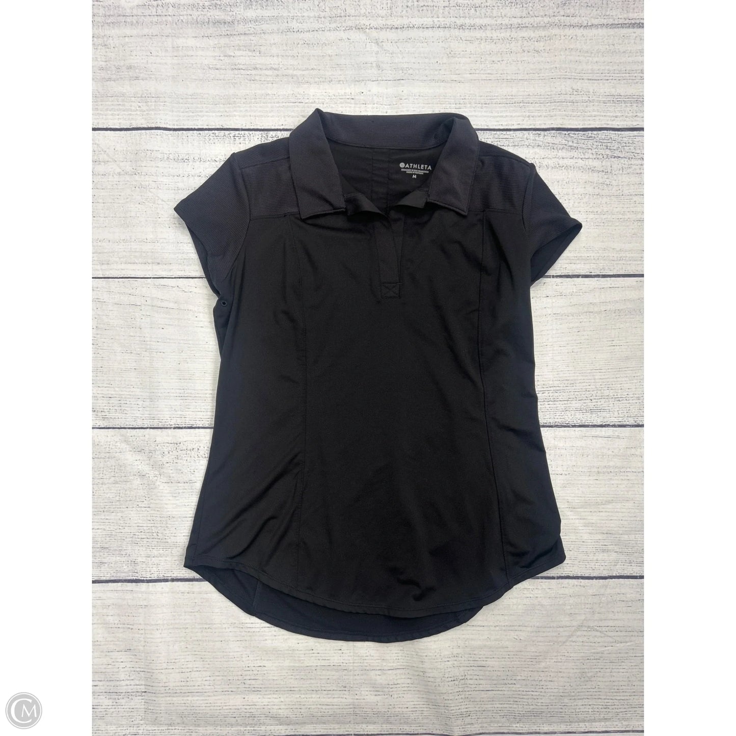 Athletic Top Short Sleeve By Athleta In Black, Size: M