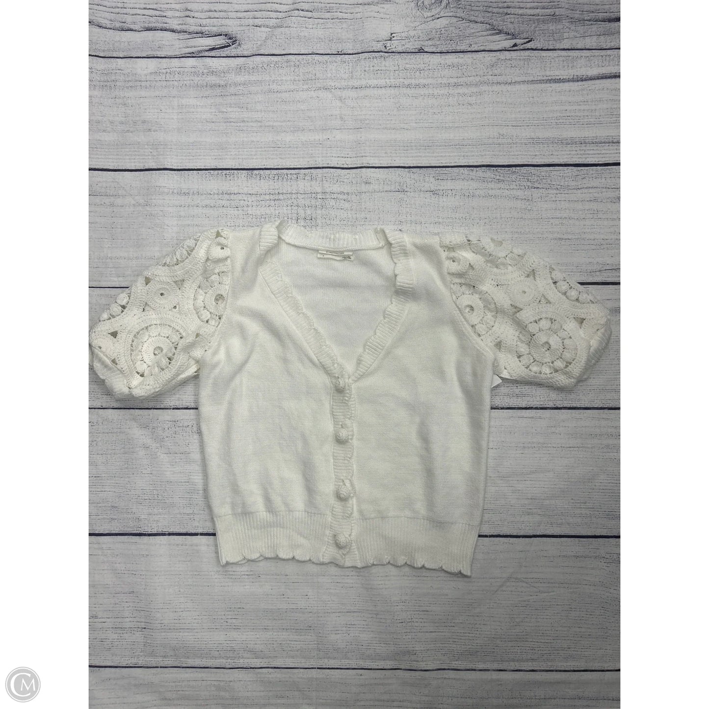 Sweater Short Sleeve By Anthropologie In White, Size: M