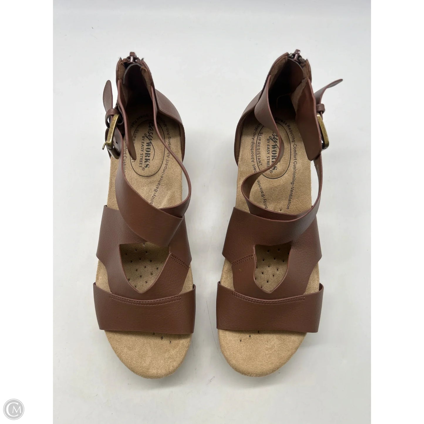 Sandals Heels Platform By Easy Street In Brown, Size: 8
