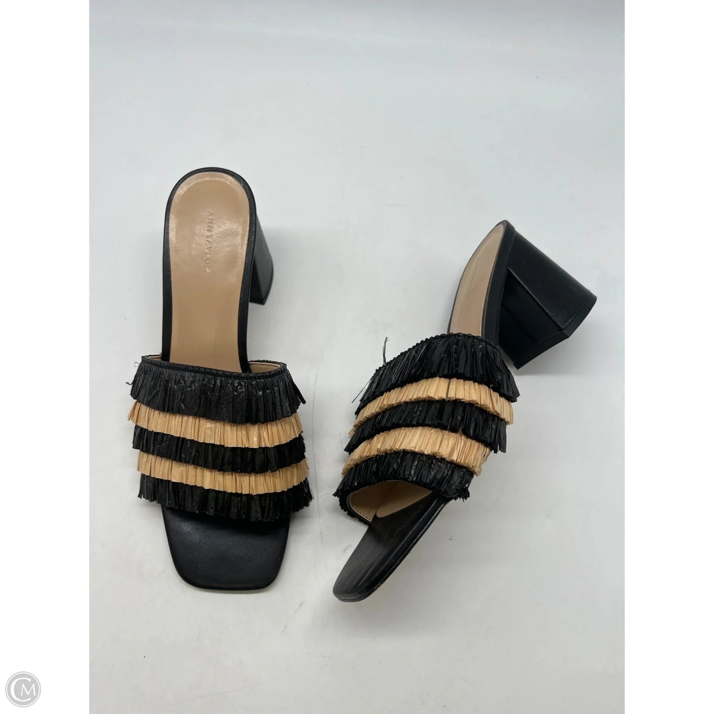 Sandals Heels Block By Ann Taylor In Black & Tan, Size: 8.5
