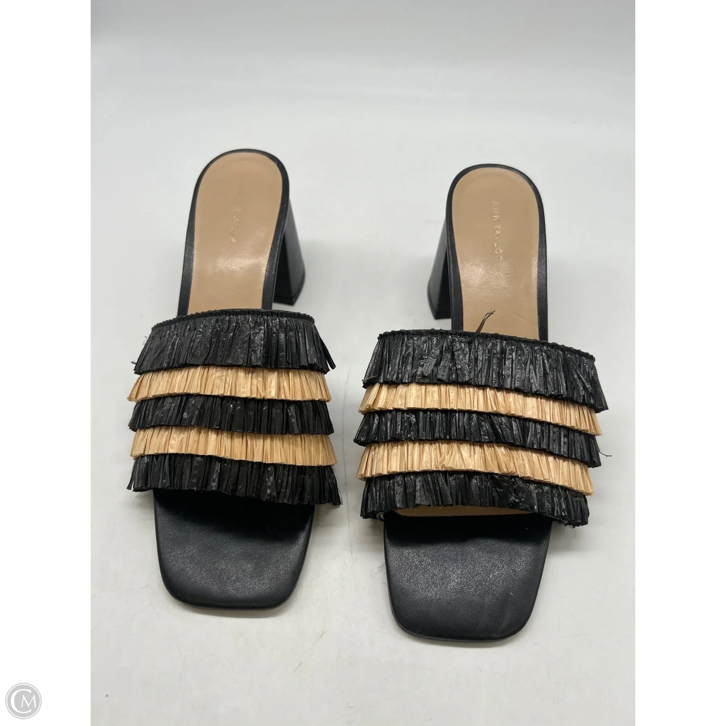Sandals Heels Block By Ann Taylor In Black & Tan, Size: 8.5