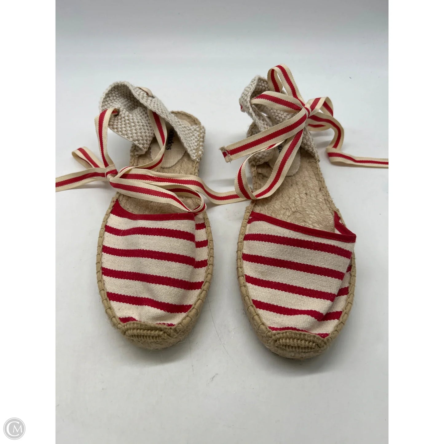 Sandals Flats By Soludos In Red & Tan, Size: 8