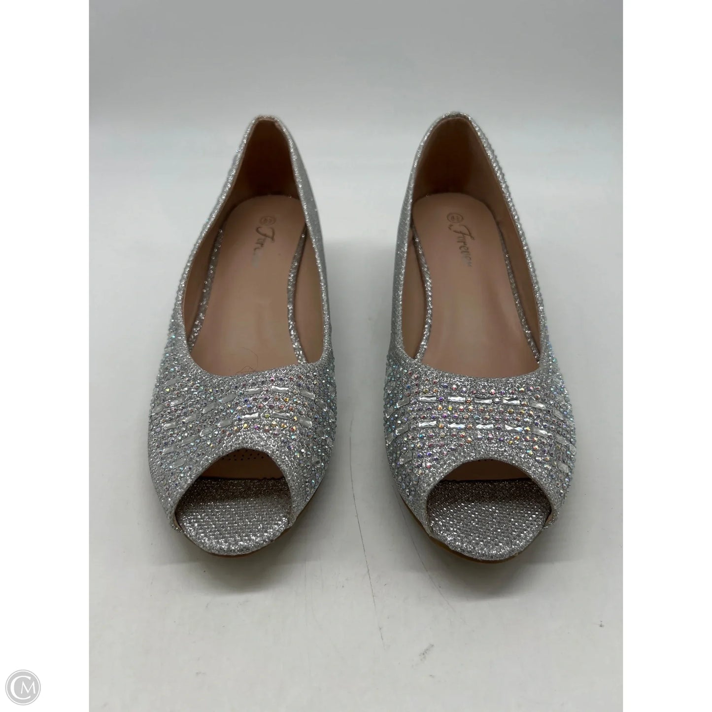 Shoes Heels Platform By Forever In Silver, Size: 8.5