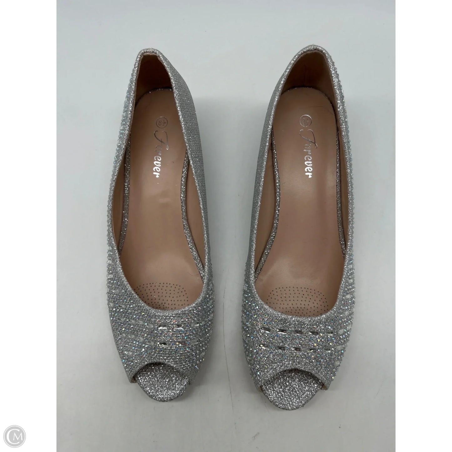 Shoes Heels Platform By Forever In Silver, Size: 8.5