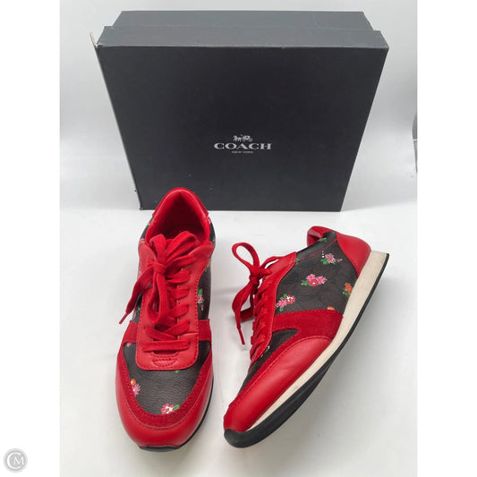 Shoes Designer By Coach In Brown & Red, Size: 7.5