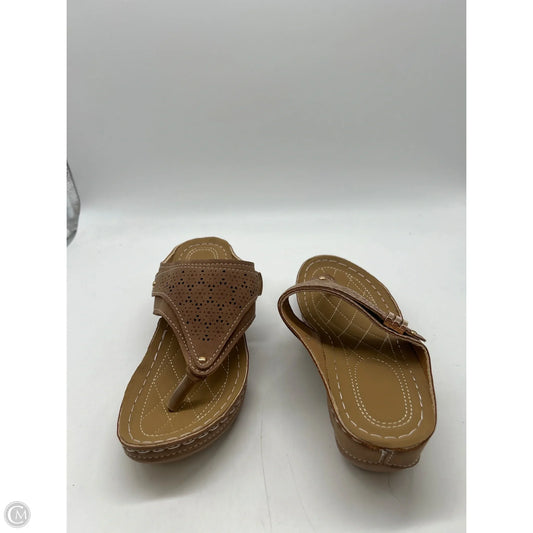 Sandals Heels Platform By Clothes Mentor In Brown, Size: 6.5