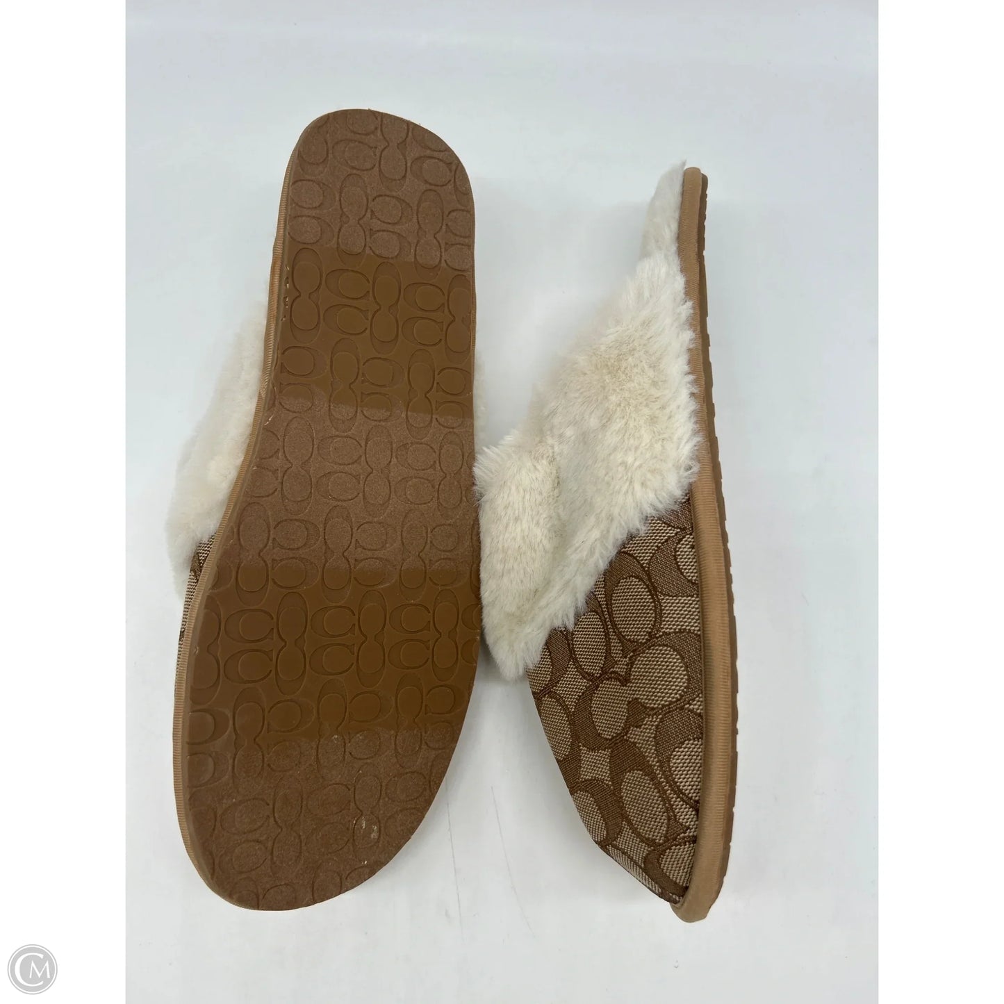 Slippers Designer By Coach In Brown, Size: 10