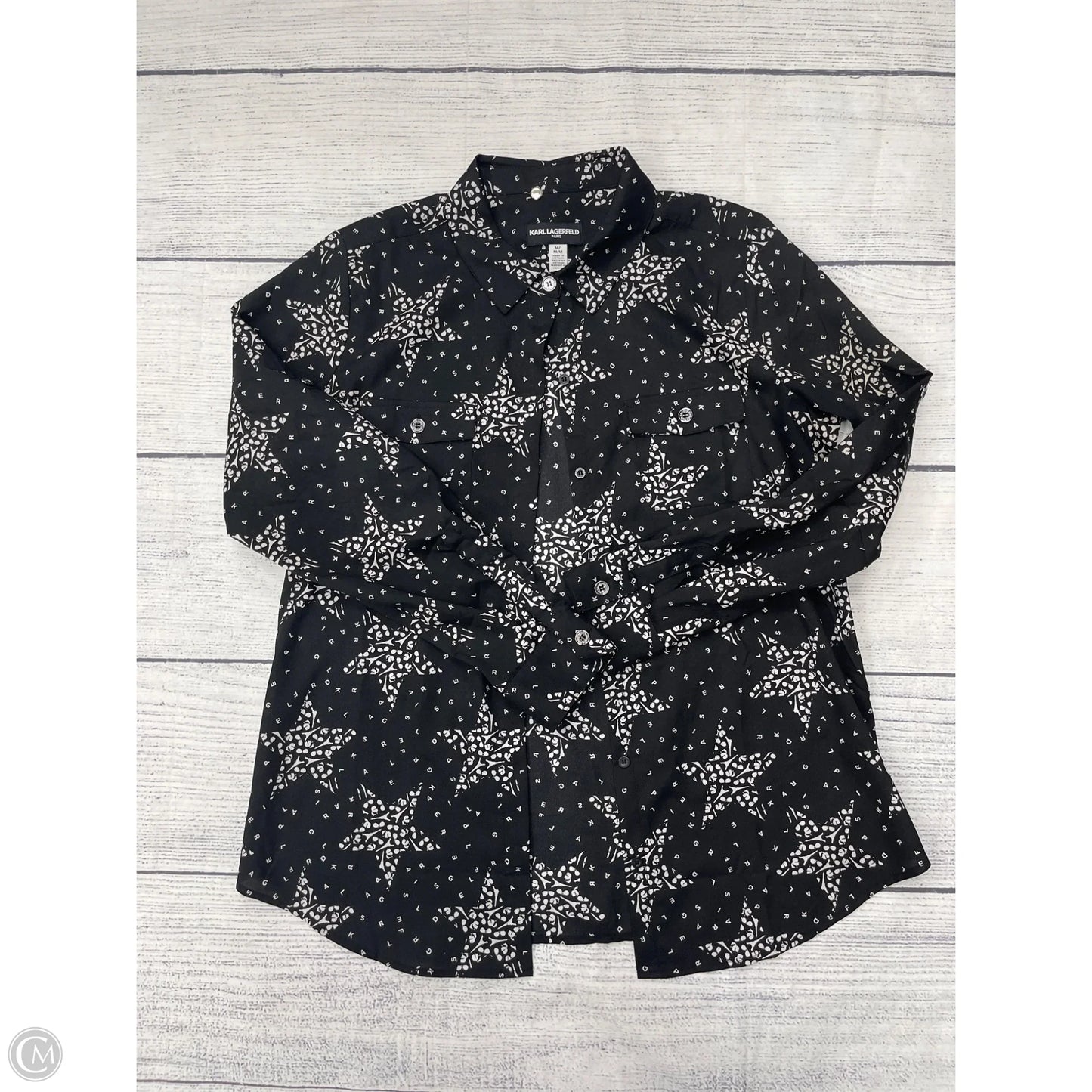 Top Long Sleeve Designer By Karl Lagerfeld In Black, Size: M