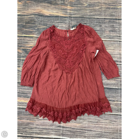 Tunic Long Sleeve By Entro In Red, Size: L